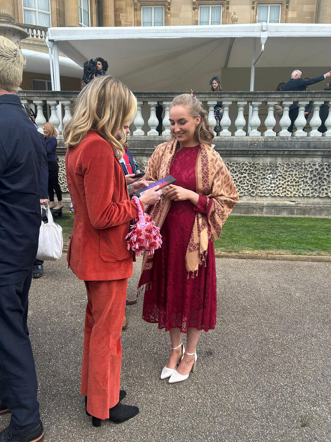 Ashleigh with Fearne Cotton at Buckingham Palace garden party Ashleigh with Fearne Cotton at Buckingham Palace garden party